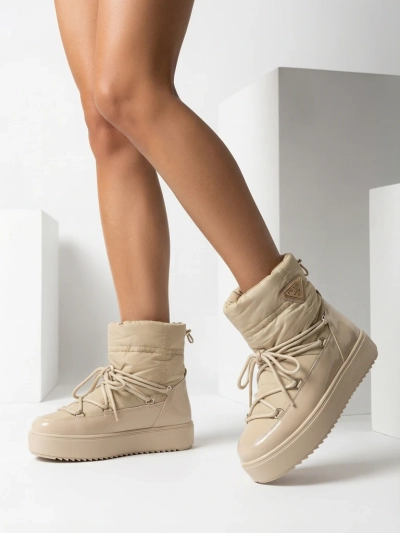 Royalfashion Bottes à enfiler pour femmes bottes de neige a'la en marron clair Vevnose