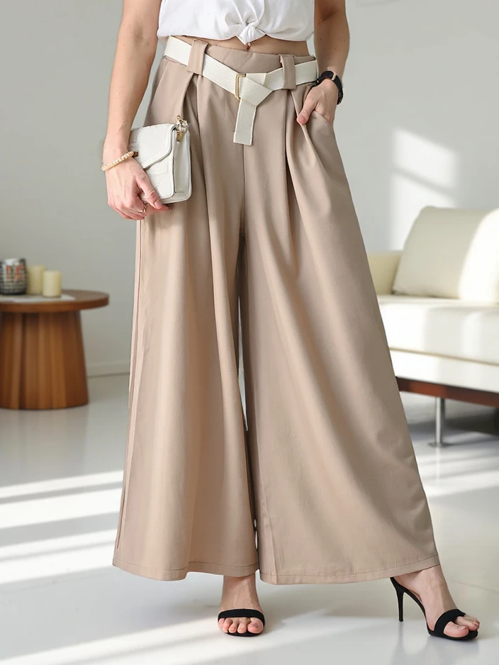 Pantalons larges Royalfashion pour femmes avec une ceinture