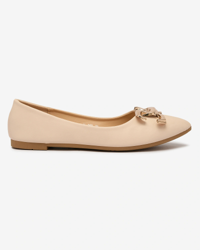 Royalfashion Ballerines à bout pointu pour femme beige avec embellissement sur le nez Figgda