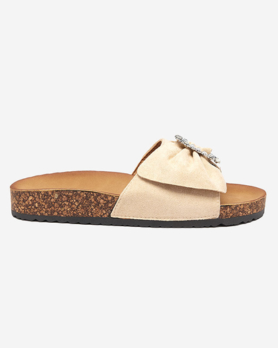 OUTLET Chaussons femme en éco-daim beige avec boucle Nals - Footwear