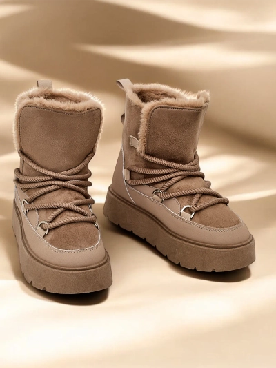 Royalfashion Bottes de neige à lacets pour femmes Liloz