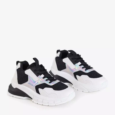 OUTLET Baskets de sport noires pour femmes avec inserts holographiques Agapila - Chaussures