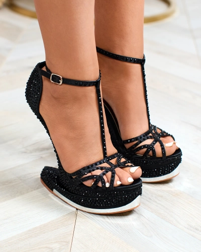 Escarpins noirs pour femme avec zircons Nekko- Footwear