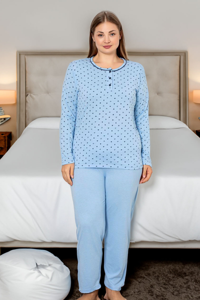 Royalfashion Pyjama pour femmes en coton 2 pièces avec imprimé cœur grande taille