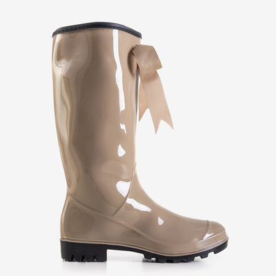 Bottes de pluie longues pour femmes beiges avec un nœud Ronay - Chaussures