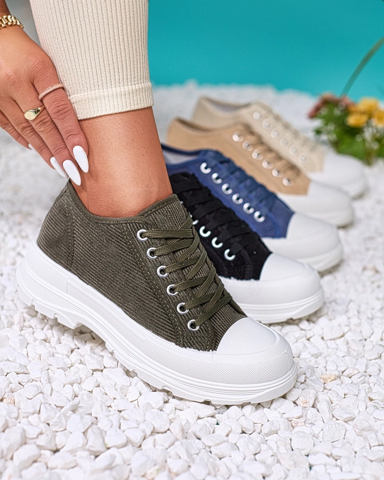 Royalfashion Green Baskets à plateforme pour femme Spollero