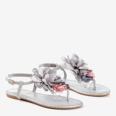 Sandales tongs grises à fleurs Hannas - Chaussures 1