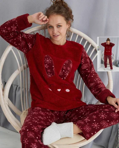 Pyjamas Royalfashion pour femmes avec un lapin, ressemblant à de la polaire