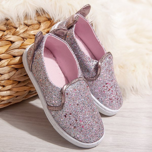 Slip-on pour enfant en brocart rose - Chaussures 1