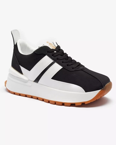 Chaussures de sport noires en éco-cuir pour femme avec empiècements colorés Tifora- Footwear