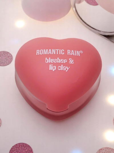 Rouge à lèvres et blush 2-en-1 dans un pot en forme de cœur Pêche Rose
