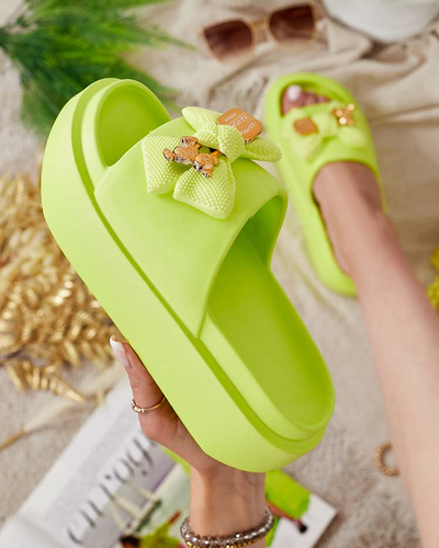 Royalfashion Tongs en caoutchouc pour femme avec nœud décoratif Nilm