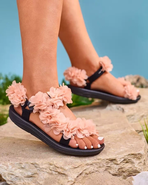 Royalfashion Sandales pour femmes Powder avec fleurs Alferroy