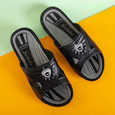 Chaussons homme Zesov caoutchouc noir et gris - Chaussures