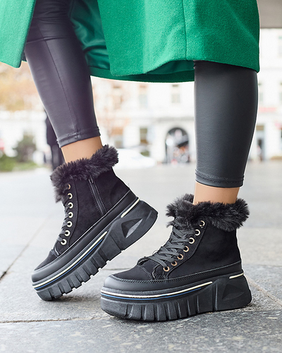 Bottes de neige noires à plateforme et à lacets pour femmes Neatesa - Footwear