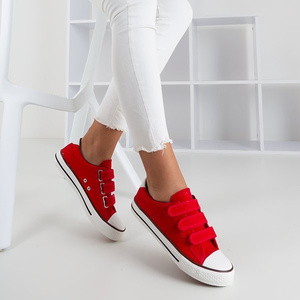 Baskets femme velcro rouges Lozari - Footwear