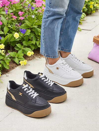 Sneakers pour femmes Arianna Bianco sur plateforme en cuir écologique de 5 cm