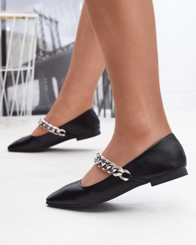Ballerines noires pour femme avec chaîne Serima - Footwear