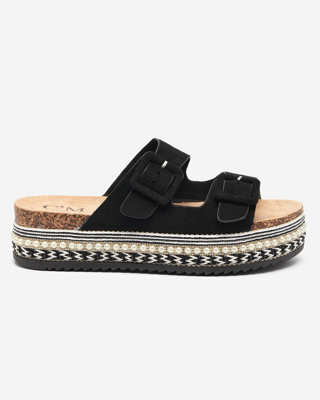 OUTLET Chaussons noirs pour femme sur semelle épaisse Carisno - Footwear