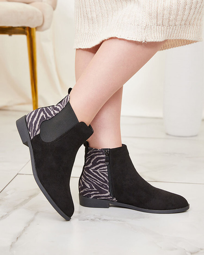 Royalfashion Bottes noires pour femmes a'la noble boots avec imprimé Dercozea