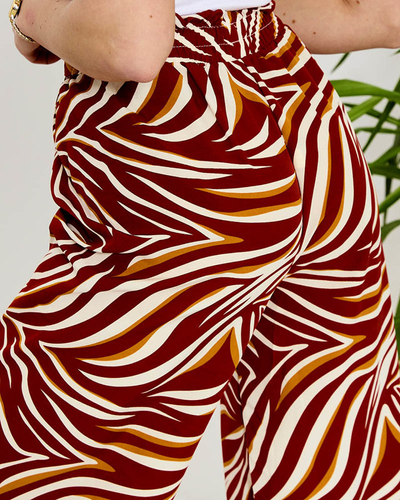 Pantalon palazzo à motifs pour femmes en rouge- Vêtements