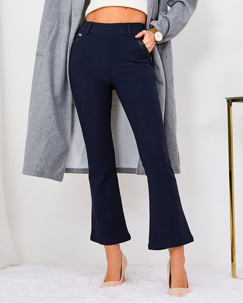 Royalfashion Pantalon en tissu pour femme a'la bells bleu marine