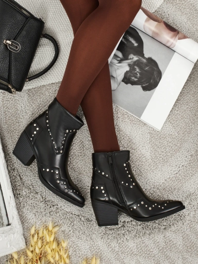 Bottines santiags à talons avec strass Glaciere