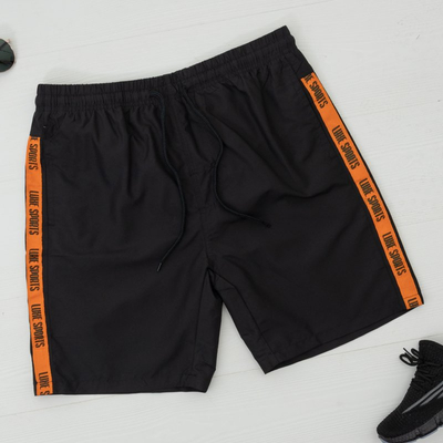Short de sport homme noir à rayures - Vêtements