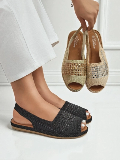 Sandales pour femmes, sandales espadrilles pour femmes avec strass Belle Sparkle