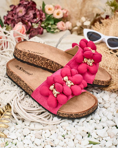 Royalfashion Tongs pour femmes avec oursons et fleurs dorés Isaralle