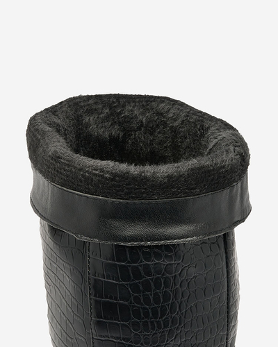 Royalfashion Bottes noires à talon aiguille pour femme avec gaufrage Classy Elegant