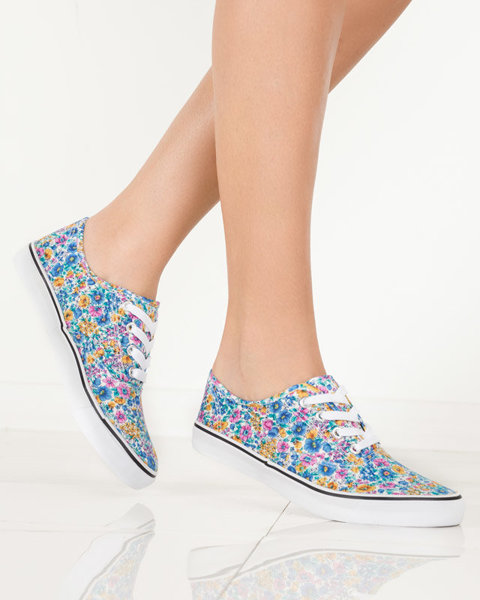 OUTLET Baskets femme bleues à fleurs Sertoli - Footwear