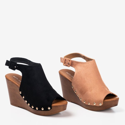OUTLET Sandales noires pour femmes sur le coin Izida - Chaussures