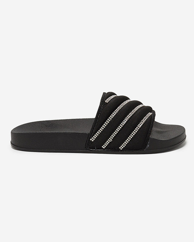 Chaussons femme noirs avec zircons cubiques Erikis - Footwear
