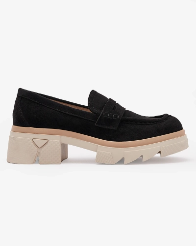 OUTLET Mocassins noirs en daim écologique pour femmes Zirraf - Chaussures