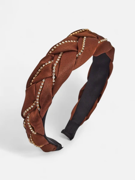 Royalfashion Serre-tête tressé orné de zircons