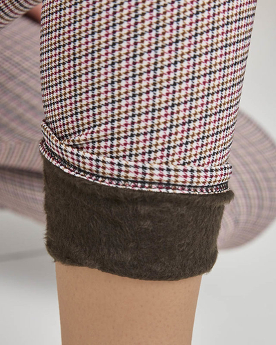 Treggings à carreaux gris-noir pour femmes- Vêtements