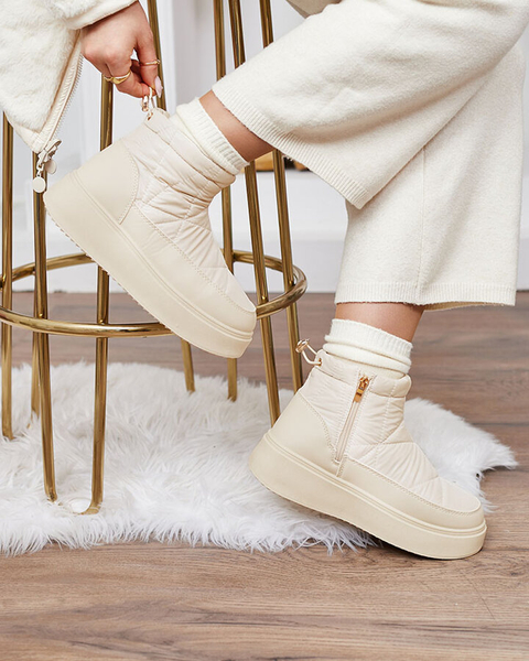 Royalfashion Bottes de neige à enfiler pour femme en couleur crème Armeda