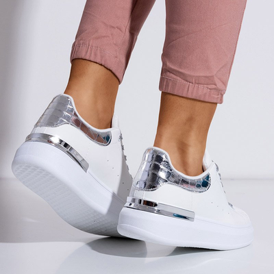 Chaussures de sport femme Pamelia blanches et argentées - Vêtements