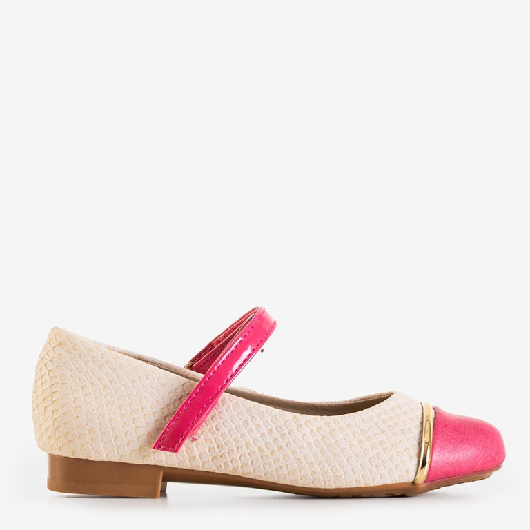 Ballerines filles beiges avec gaufrage animal de Potesa - Chaussures