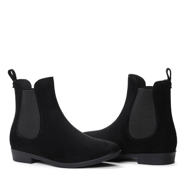 Czarne sztyblety z eko-zamszu- Obuwie