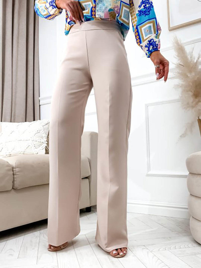 Pantalon beige à jambes larges pour femme - Vêtements