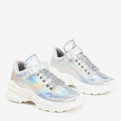 baskets pour femmes en argent avec une finition holographique That's You - chaussures 1