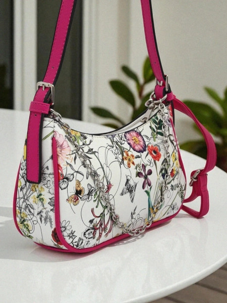 Royalfashion Petit sac à main pour femme en cuir écologique avec motif floral Lily Bloom