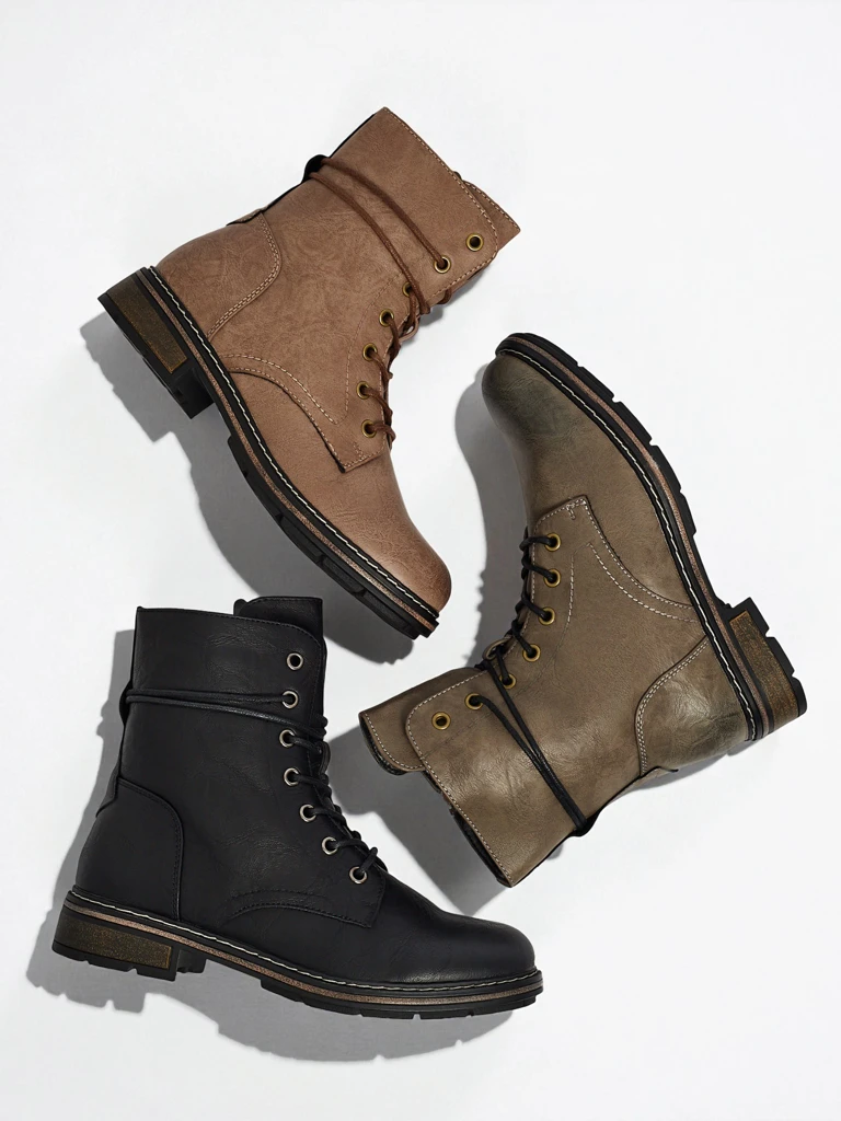 Bottines lacées pour femmes en cuir écologique Ravonna