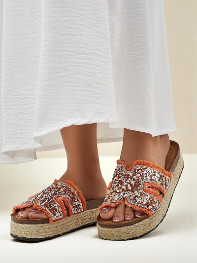 Royalfashion Mules pour femmes avec ornements Candy Candy