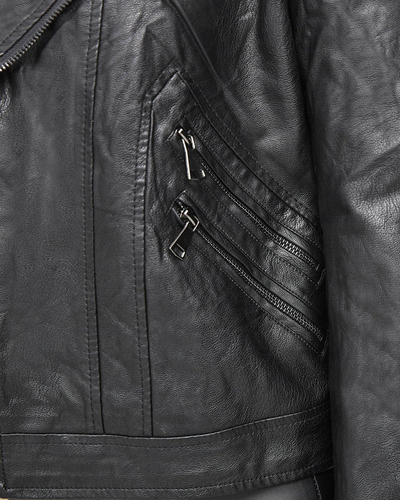 Veste ramon pour femme en cuir écologique noir- Vêtements