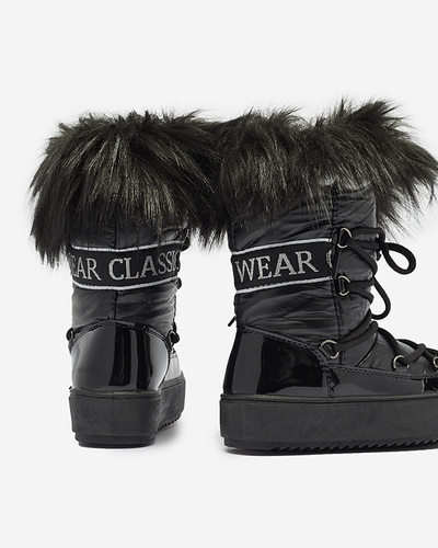 Bottes de neige a'la noires pour enfants avec fourrure Asika - Chaussures