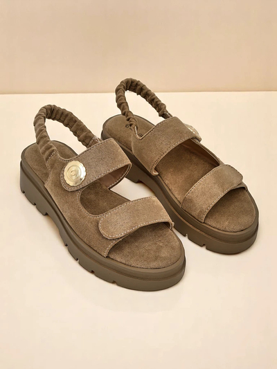 Sandales pour femmes Royalfashion Callisto marron cuir écologique plateforme