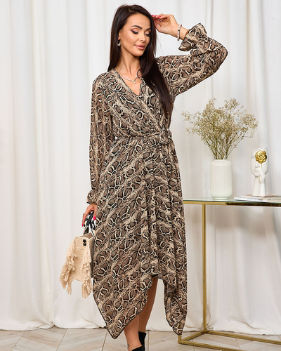 Royalfasion Robe longue pour femme marron foncé avec imprimé tendance